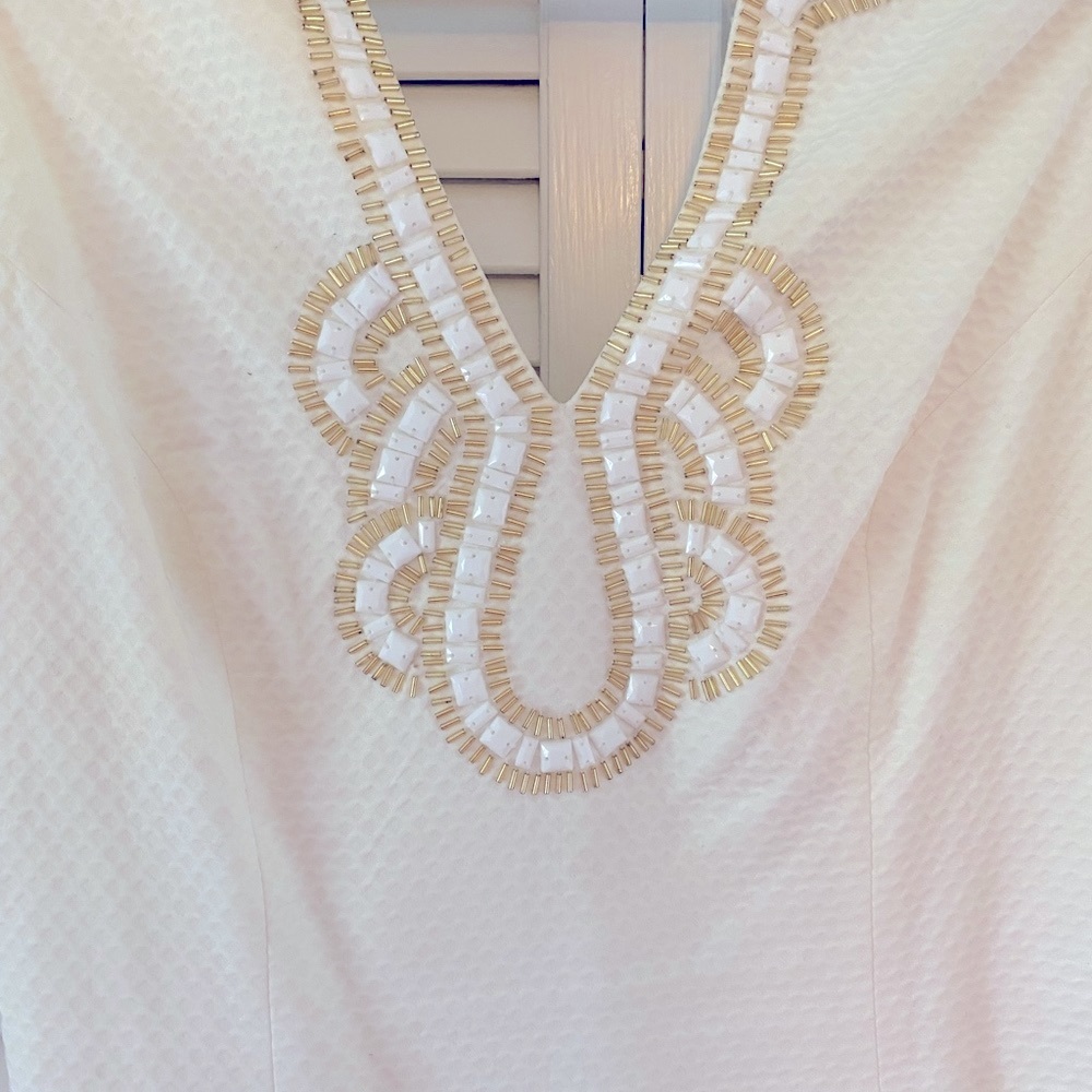 Lilly Pulitzer white beaded shift- size 8 - Picture 2 of 4